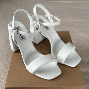 Steve Madden Mareena White Block Heel Sandals